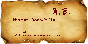 Mitter Borbála névjegykártya